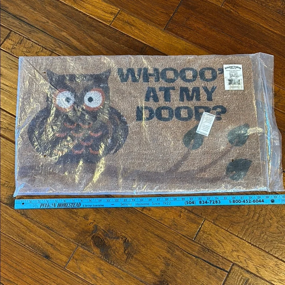 Owl Design Doormat - Brown and Green